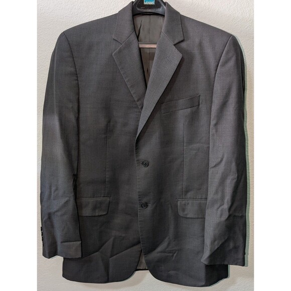 CALVIN KLEIN Mens Gray Blazer Sport Coat 38R Wool With Pants Macy's 2 Button - Picture 1 of 7